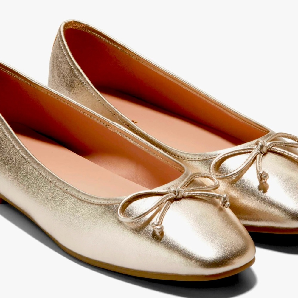 Cole Haan Yara Ballet Flats - Gold - slightly worn w box